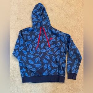 Nike Blue and Red Repeat Logo Hoodie - Men’s M